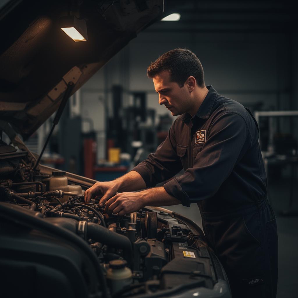 Greg Wilson, Owner / Operator of Semper Fi Fleet Solutions, working in shop